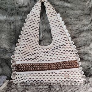 Unique White, Bronze  and Gold Women's Shoulder Bag